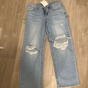 Brand new oak and fort ripped straight leg jeans